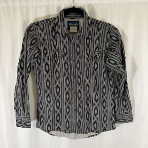Wrangler Pearl Snap Shirt Women's Small Black Western Long Sleeve 100% Cotton